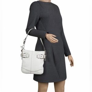 COACH Soho White Leather Convertible Crossbody Shoulder Bag